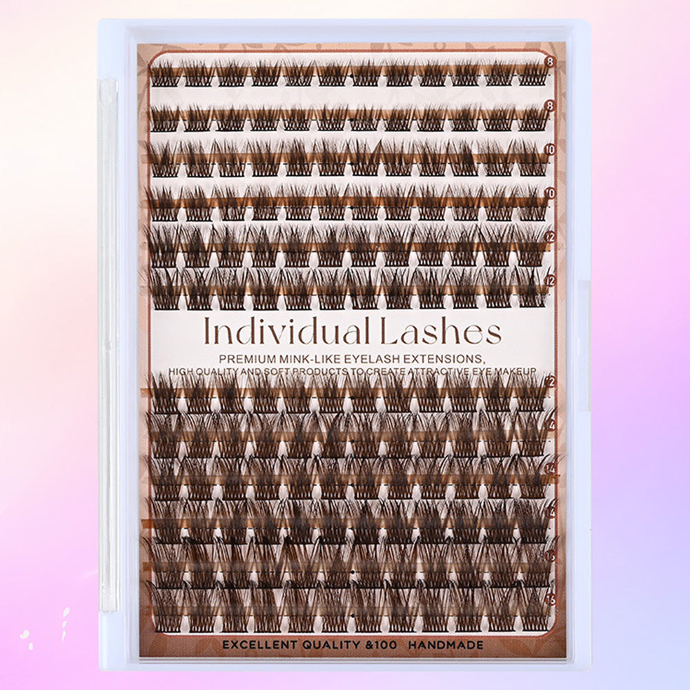 Dark Brown Natural Cluster Lashes DIY Fluffy Individual Reusable for Light Hair