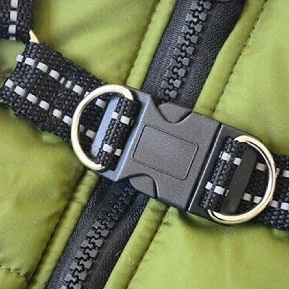 Dog Winter Jacket Padded Pet Clothes with Zipper Warm Vest Coat Comfortable Pet Vest-Green