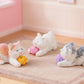 6Pcs Cute Flocked Cat Figurines Cat Playing Yarn Balls Garden Decor Set