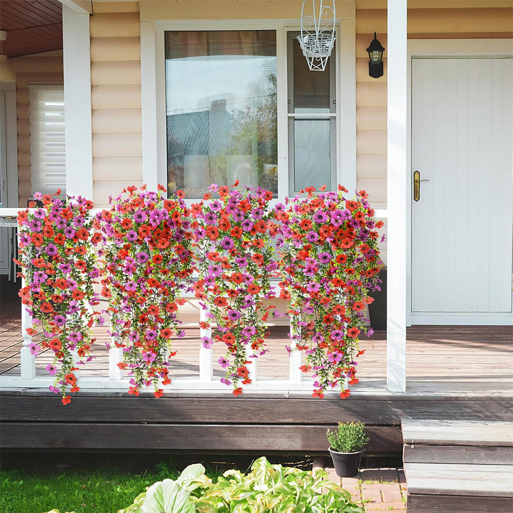 2Pcs Artificial Flowers Outdoor Hanging Faux Floral Decor for Planter Basket Window Box