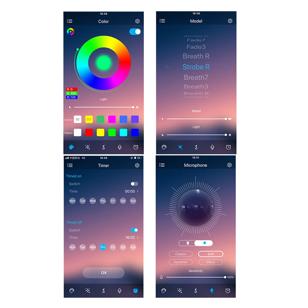 Sunset Lamp Projector with APP and Remote Control for Bedroom-RGB Soft Rod
