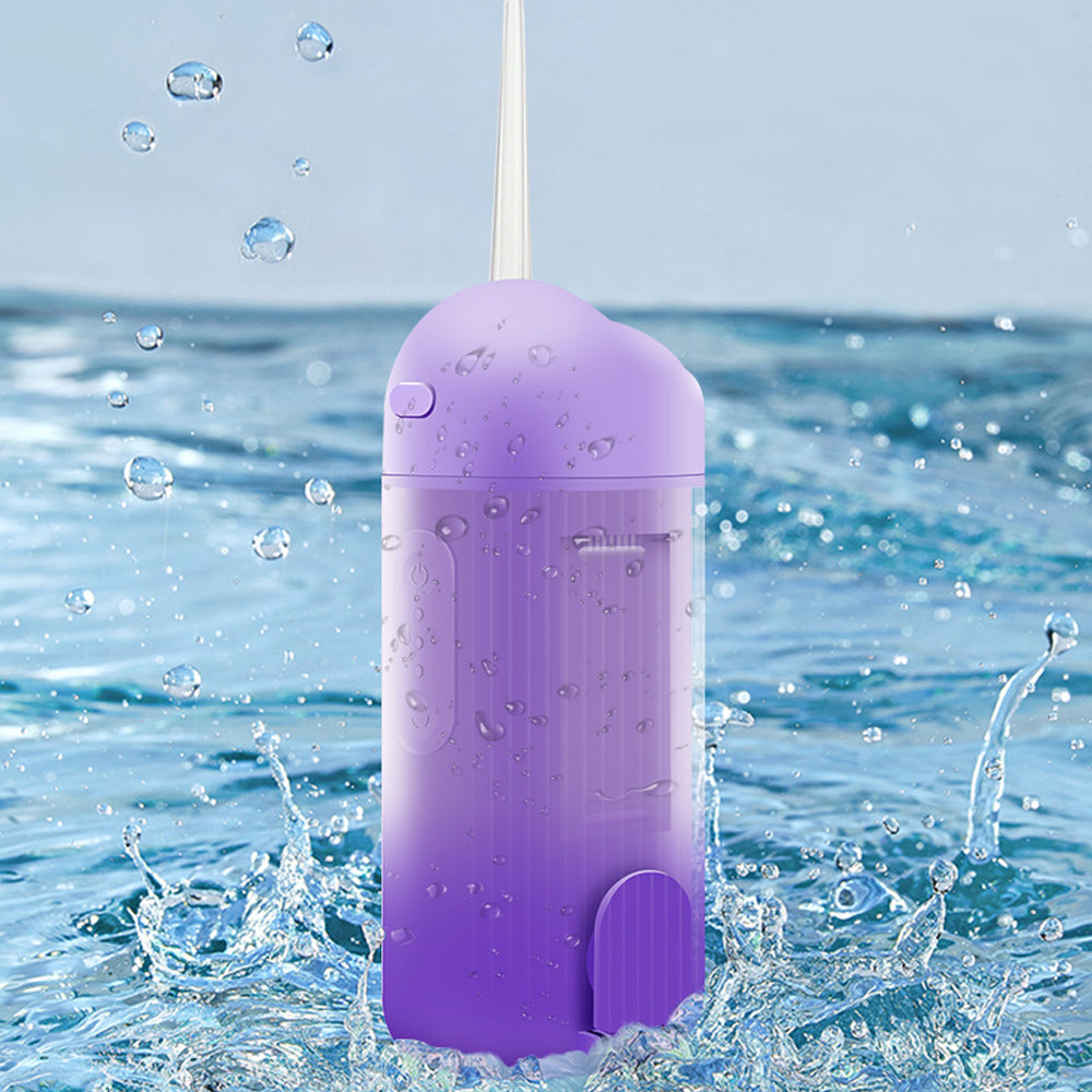 Mini Cordless Water Flosser Teeth Cleaner For Braces with Stretchable 240ML Water Tan