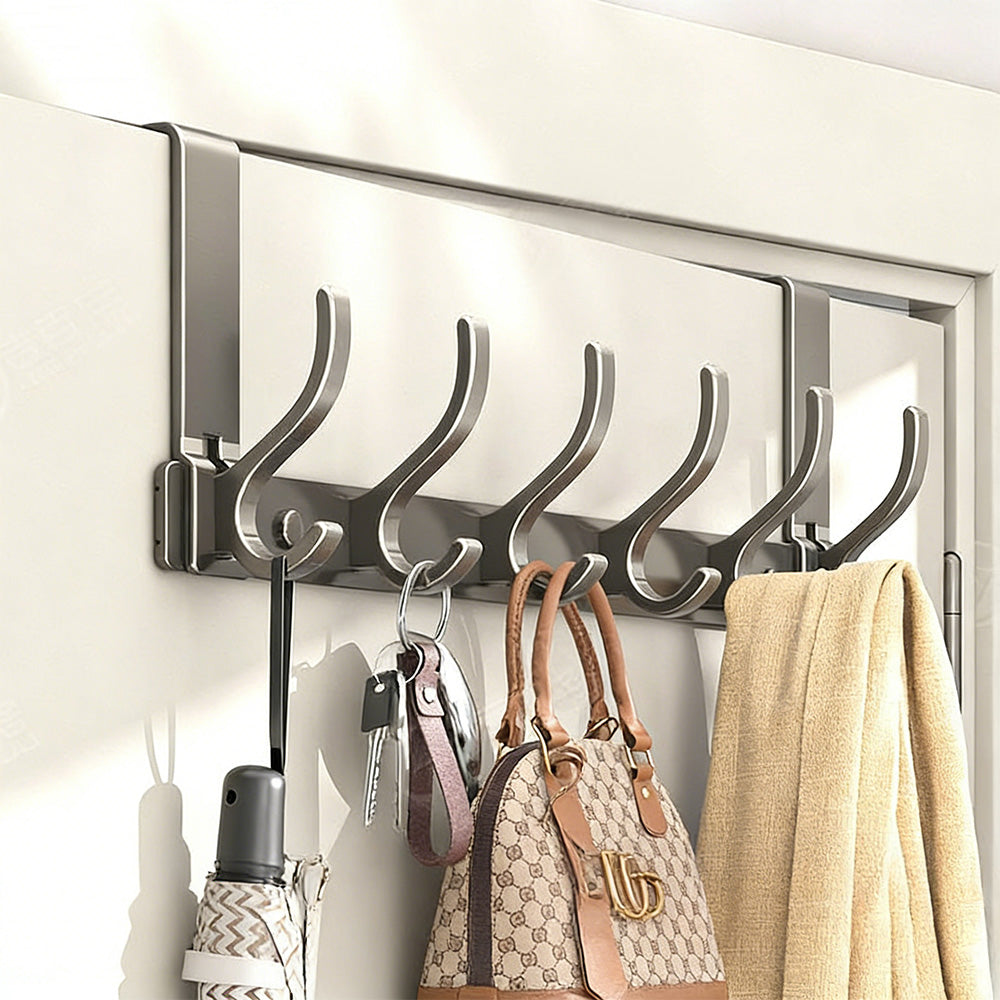 Over The Door Hooks Sturdy Door Hanger with 6 Hooks for Bathroom Bedroom