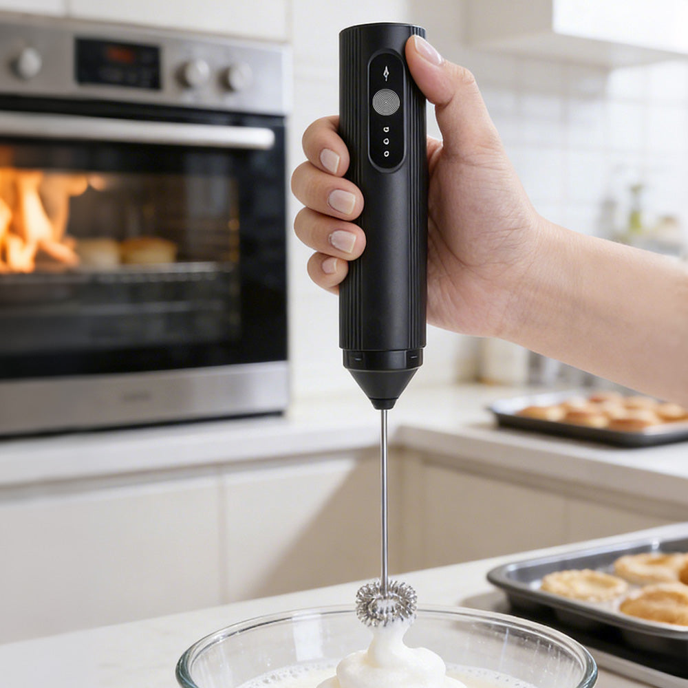 3-Speed Electric Milk Frother with 304 Stainless Steel Whisk