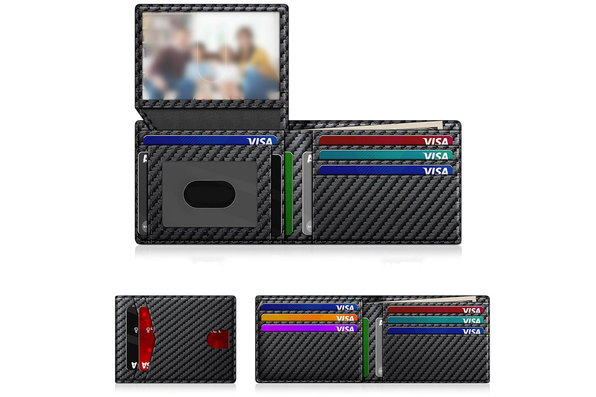 Men Slim RFID Shielding Microfiber Wallet Credit Card Holder Money Clip