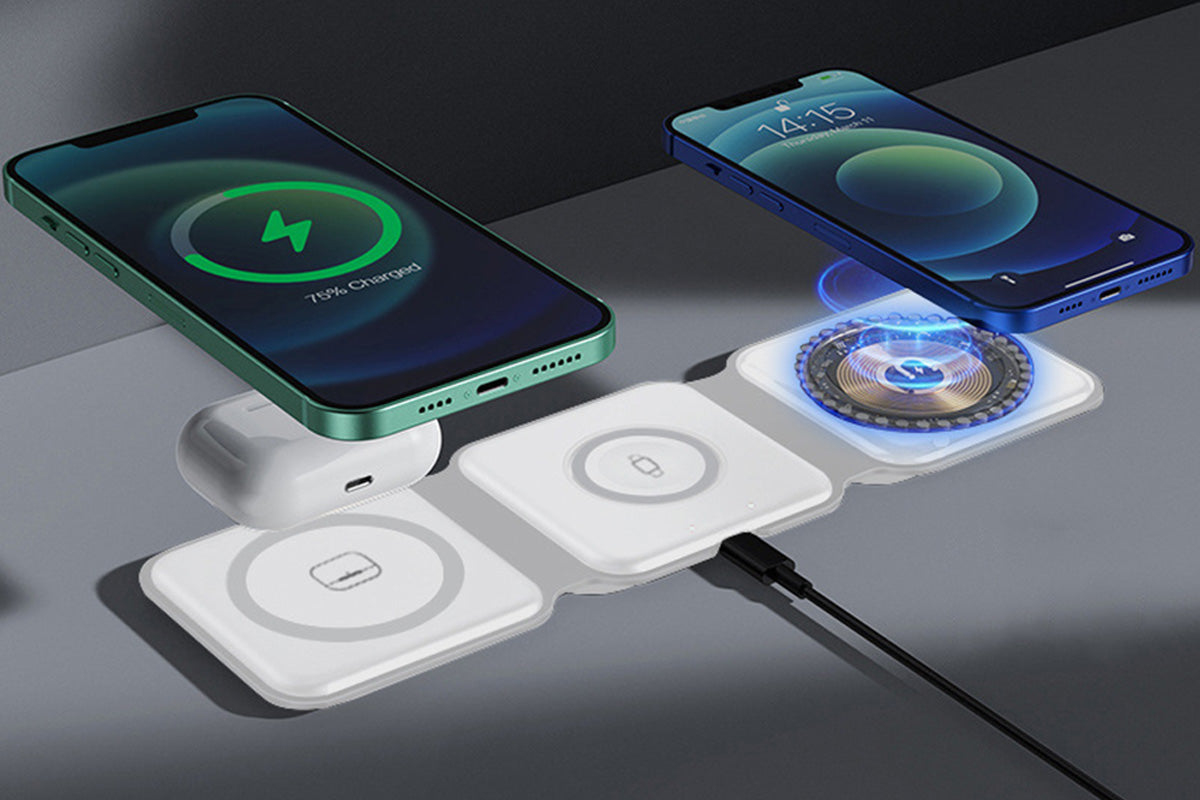 3 in 1 Foldable Wireless Charging Base for iPhone 16 15 14 13 12 Pro Max Plus Apple Watch and AirPods