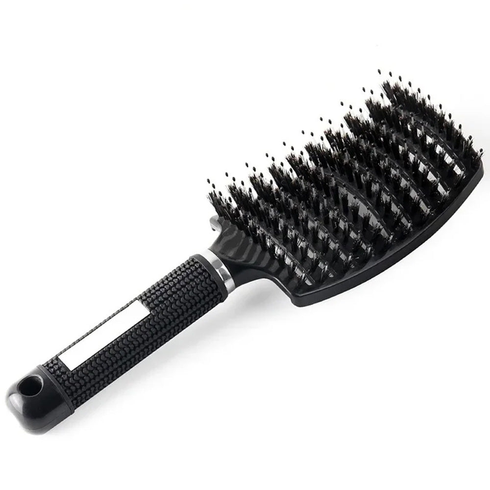 Detangle Nylon Boar Bristle Brush Head Scalp Massage Comb For Fine Hair