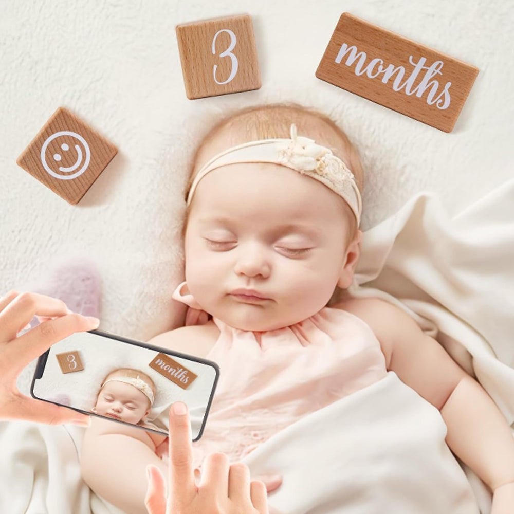 6Pcs Wooden Milestone Block Cute Photography Prop Ornament