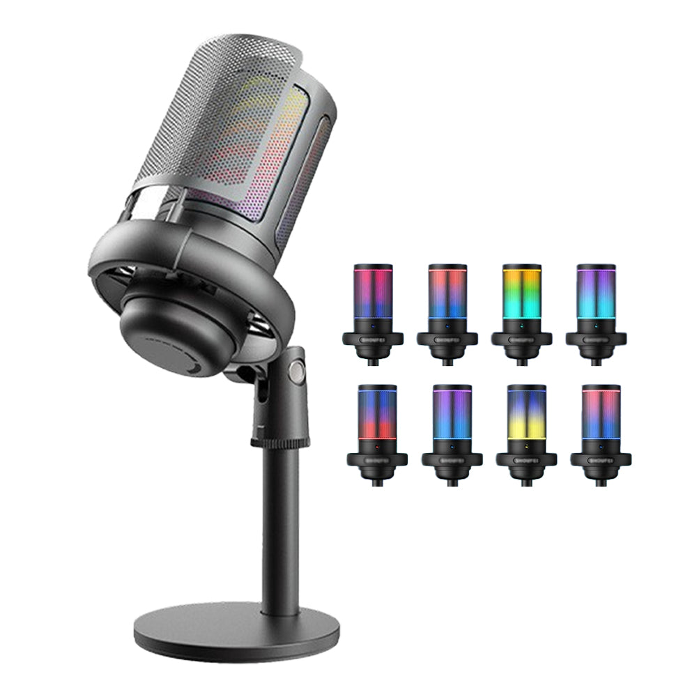 USB Gaming Condenser Microphone with RGB Light for Recording Streaming