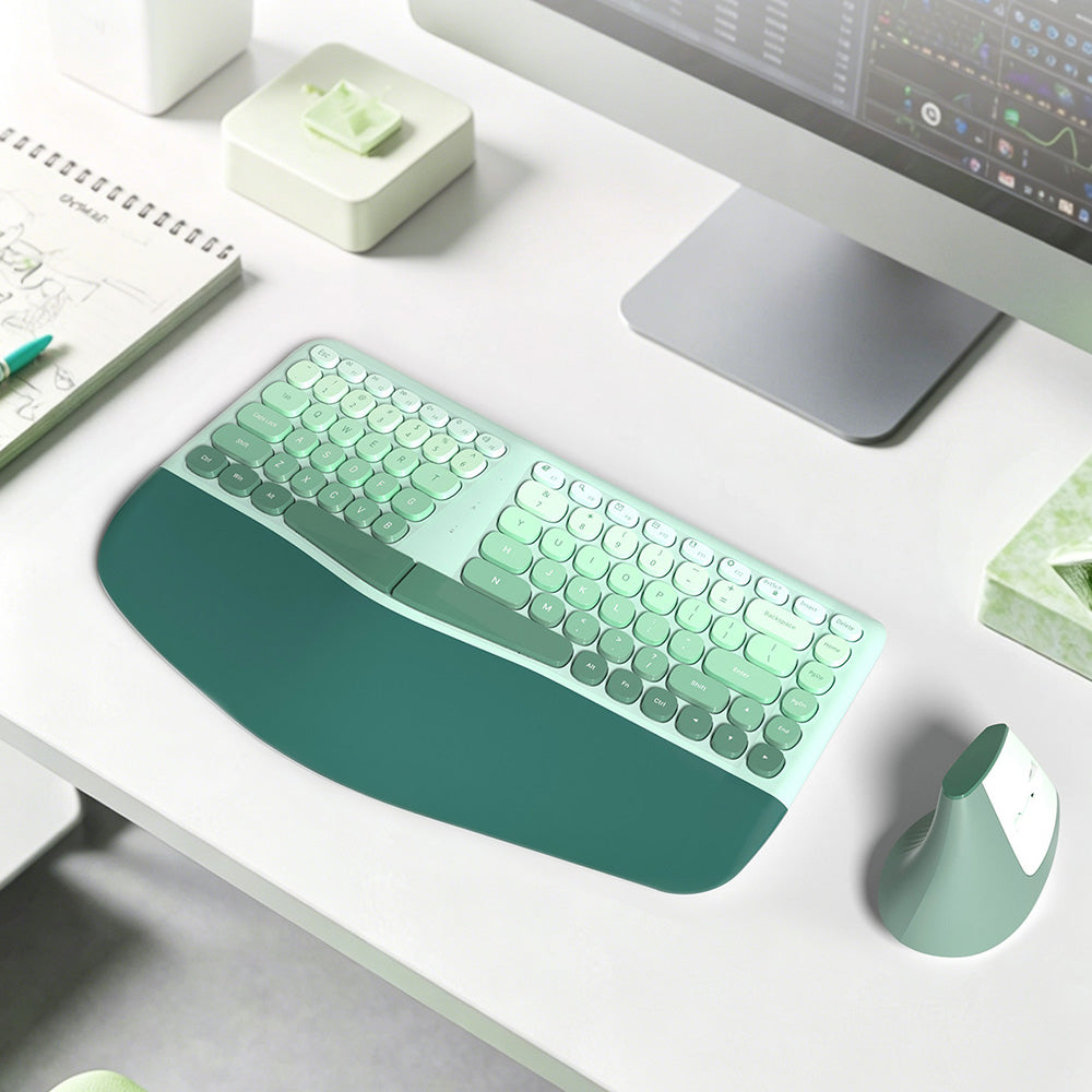 2.4G Wireless Keyboard and Mouse Set with Ergonomic Design 84 Key Keyboard and 6 Button Mouse
