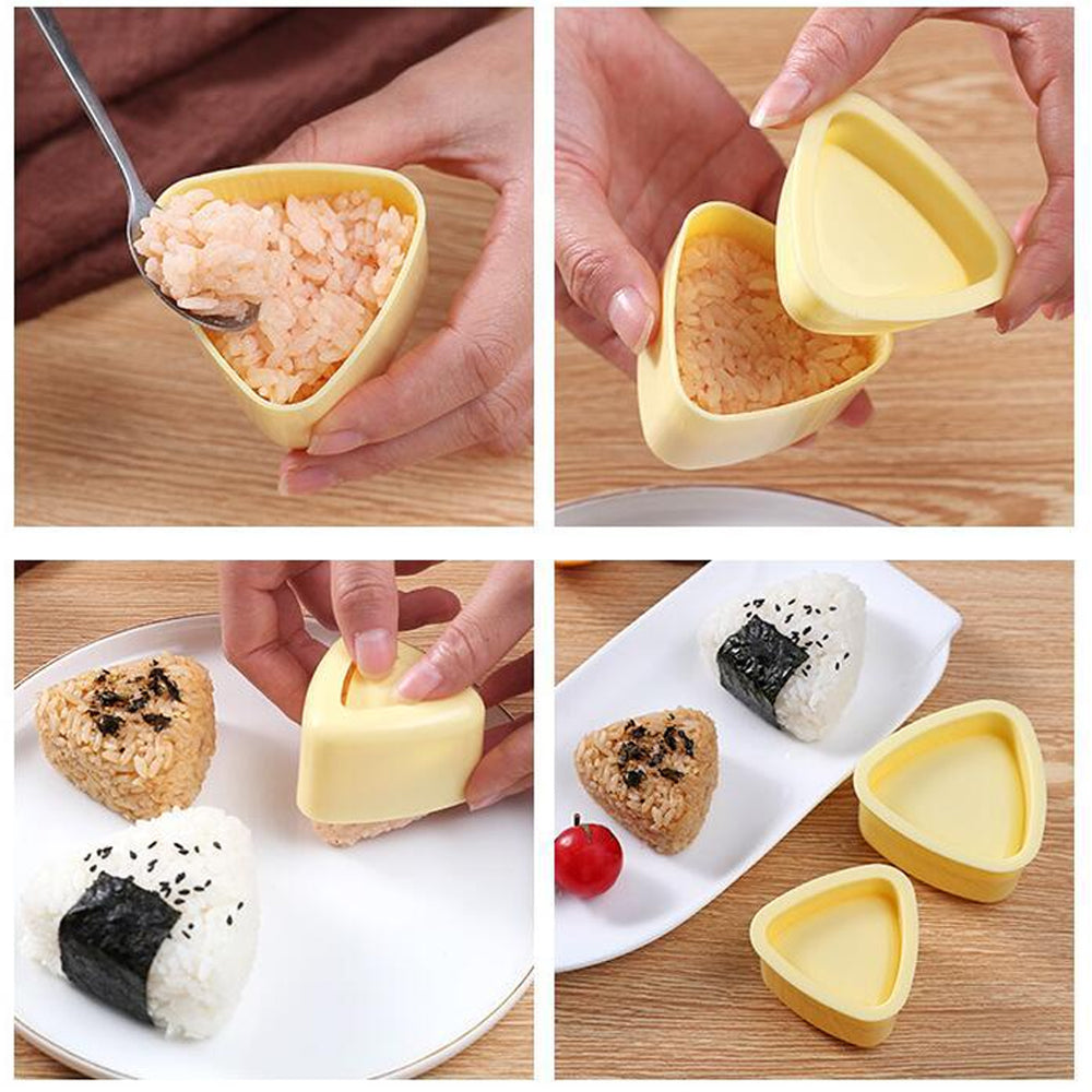 4Pcs Triangle Rectangle Onigiri Molds Musubi Maker Kit with Rice Spoon