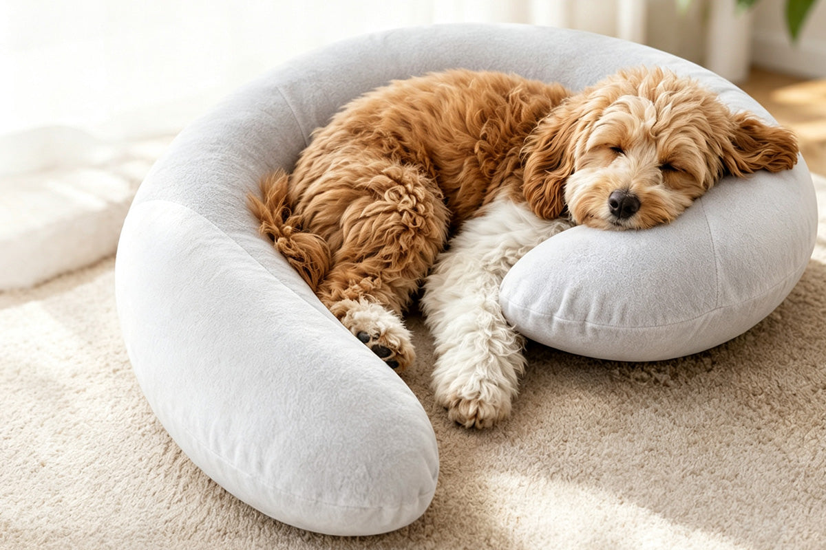 C-Shape Calming Pet Pillow Anxiety Relief Pet Sleeping Cushion for Cats & Small Dogs