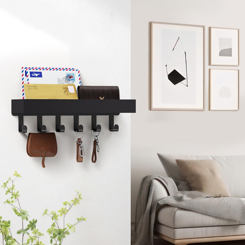 Wall Key Holder with Shelf Wooden Key Rack for Entryway Home