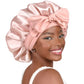 Polyester Satin Hair Bonnet with Tie Band for Sleeping-Red