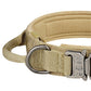 Adjustable Dog Collar with Handle Tactical Nylon Pet Collar for Medium Large Dogs-Khaki