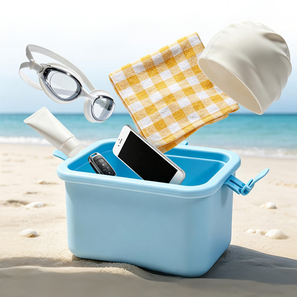 Water-resistant Foldable Silicone Beach Bag with Handle for Camping Seaside