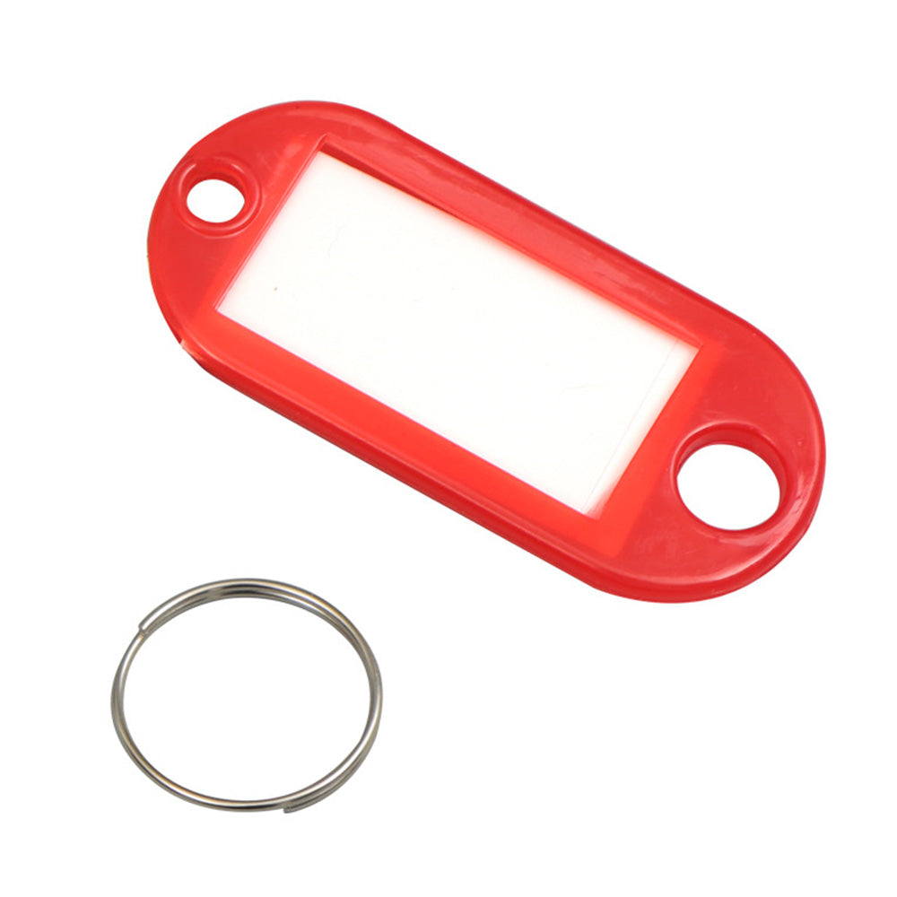 100Pcs Plastic Key Ring Name Tags Keychain Luggage Color ID Labels
