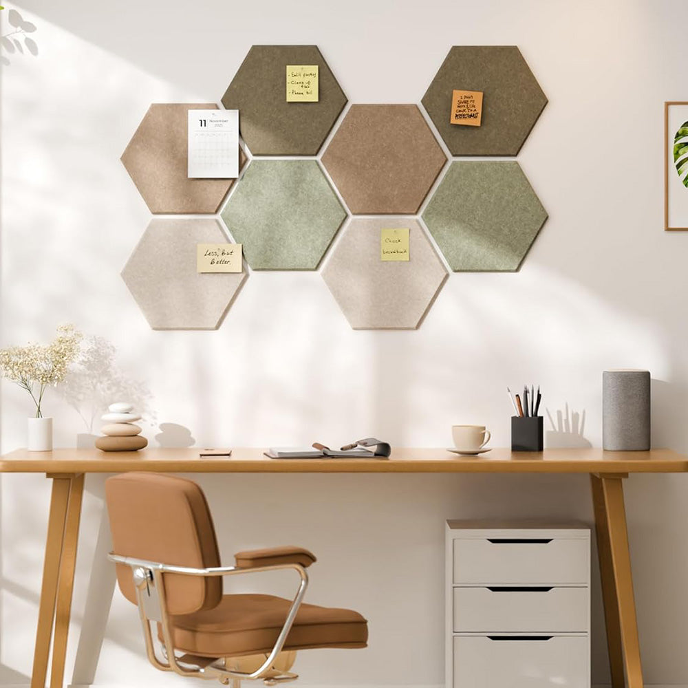 8 Pack Hexagon Felt Board Wall Tiles Bulletin Board Wall Decor