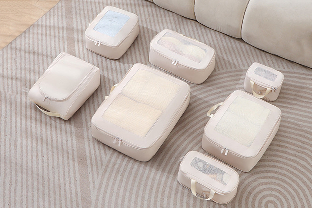 7Pcs Set Compression Packing Cubes Luggage Organizer Bags for Travel Suitcases