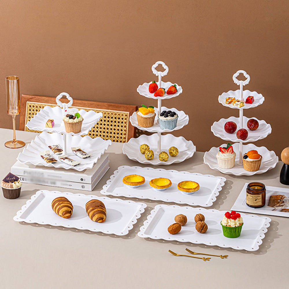 Cake Stand Set with 6 Tiered Cupcake Stands 4 Square Trays for Party Wedding Dessert