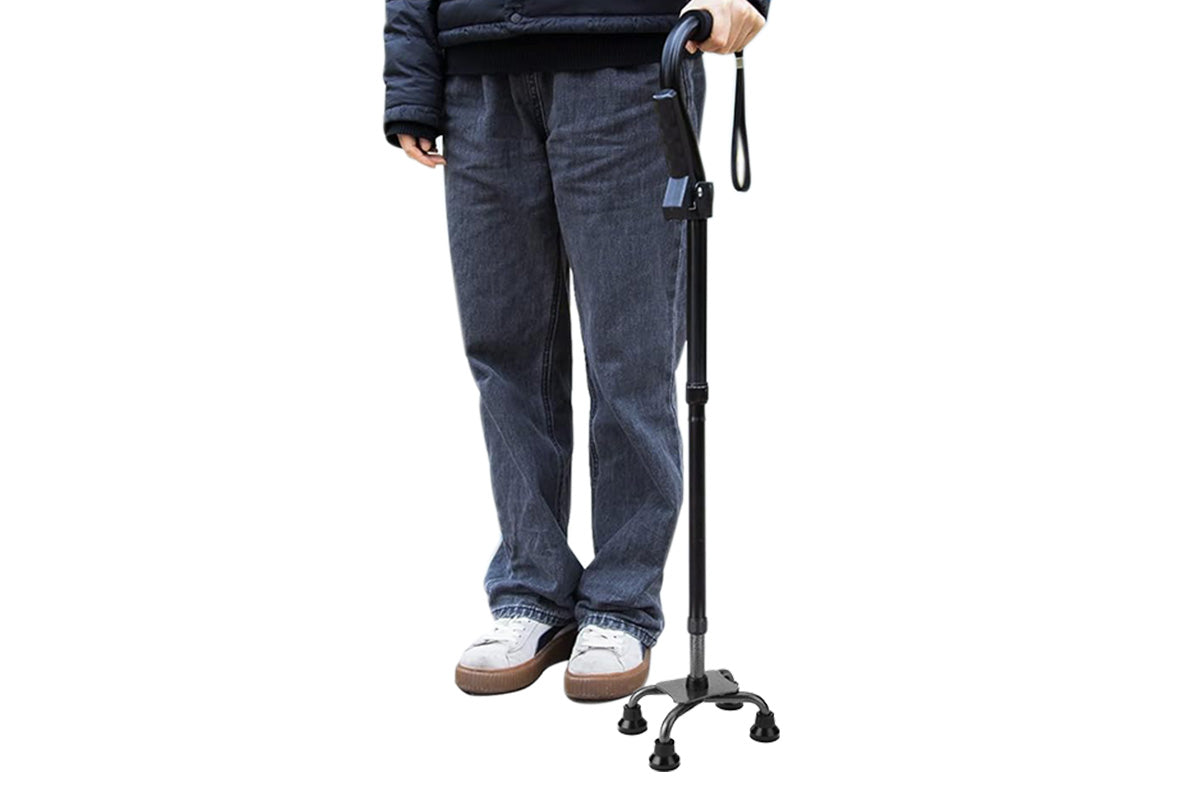 Adjustable Walking Cane With 4-Pronged Base Foldable Cane For Seniors