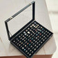 100 Slots Jewelry Ring Display Organizer Box with Glass Lid Earring Storage Tray