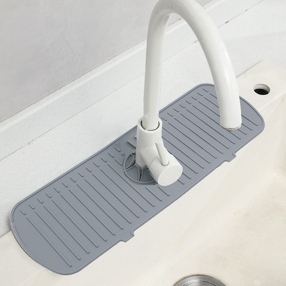 Silicone Sink Mat Quick Dry Sink Splash Guard for Kitchen and Bathroom-Grey