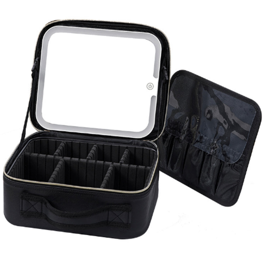 2Pcs 25x10.5x23CM Travel Makeup Storage Bag with Mirror and Light