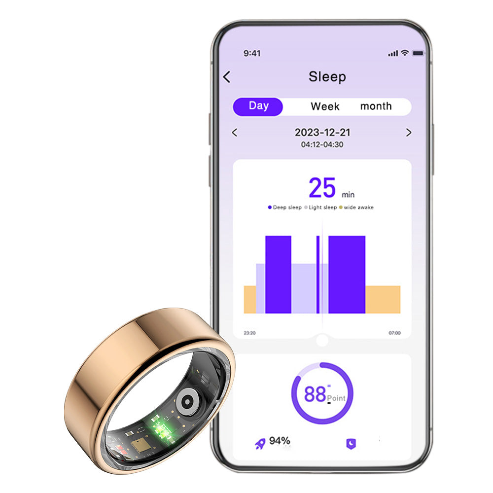 Smart Health Ring Tracking Heart Rate Blood Oxygen Sleep with Charging Case Waterproof