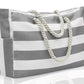 Large Zipper Beach Bags Striped Tote Bag For Travel Outdoor Vacation