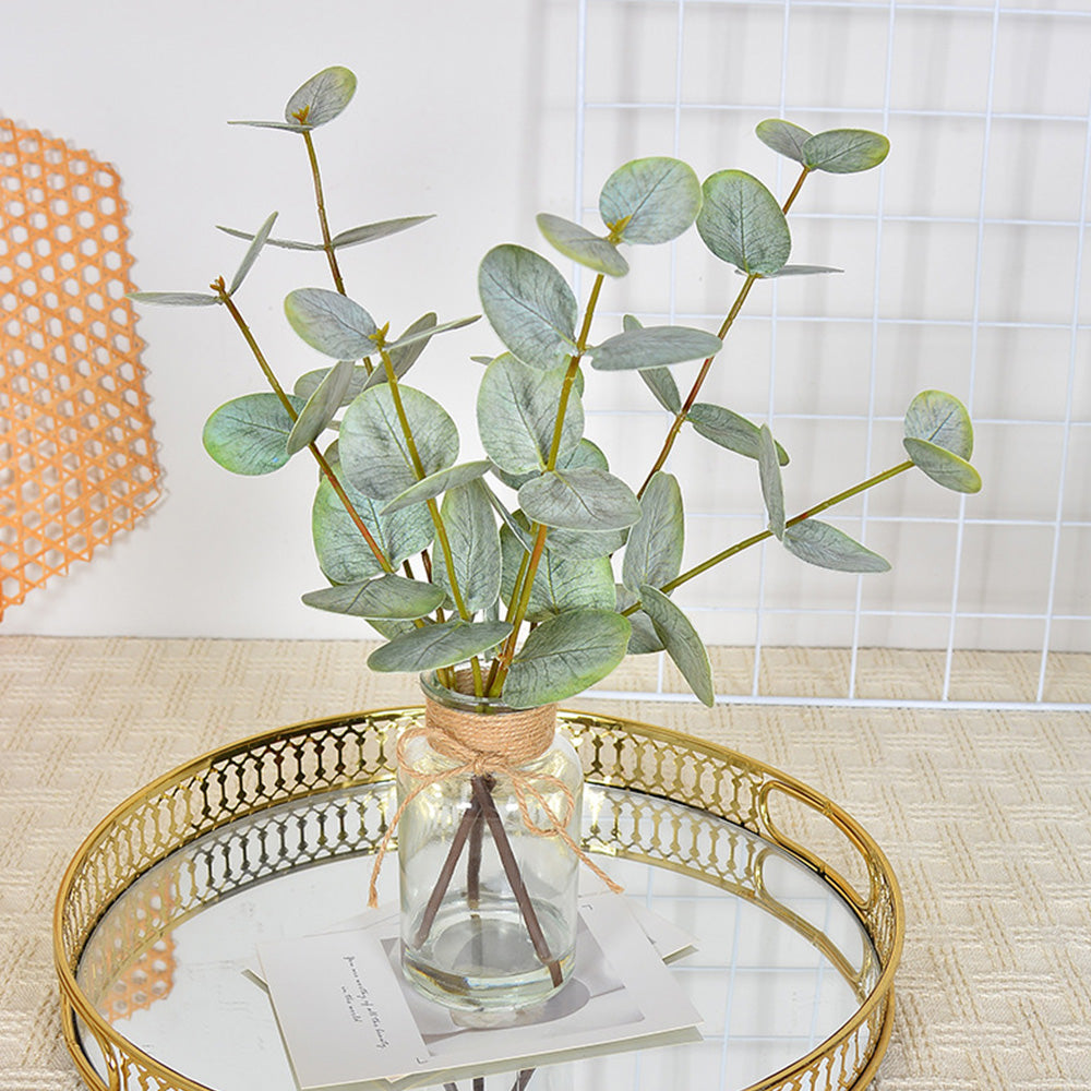 Realistic Artificial Eucalyptus Plant 3-Branch Faux Water Decorative Leaves