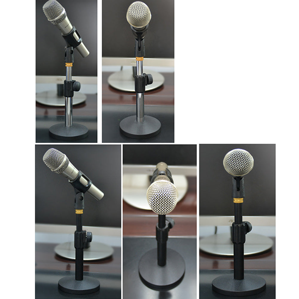 Desk Microphone Stand Adjustable Table Top Mic Holder Mount with Clip