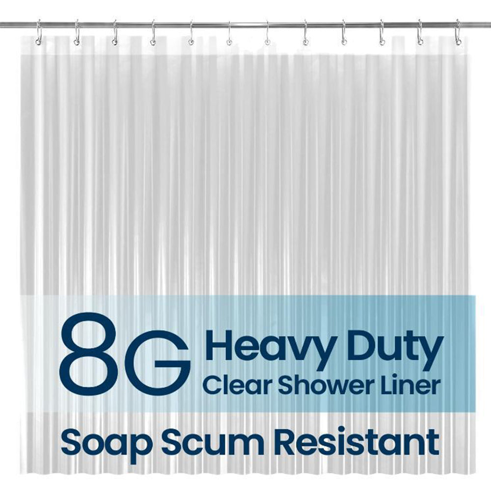 PEVA Waterproof Plastic Bathroom Shower Curtain with Rust Proof Grommets Clear