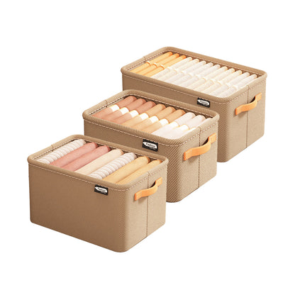 3Pcs Clothing Storage Box Steel Frame Drawer Organizer with Handles