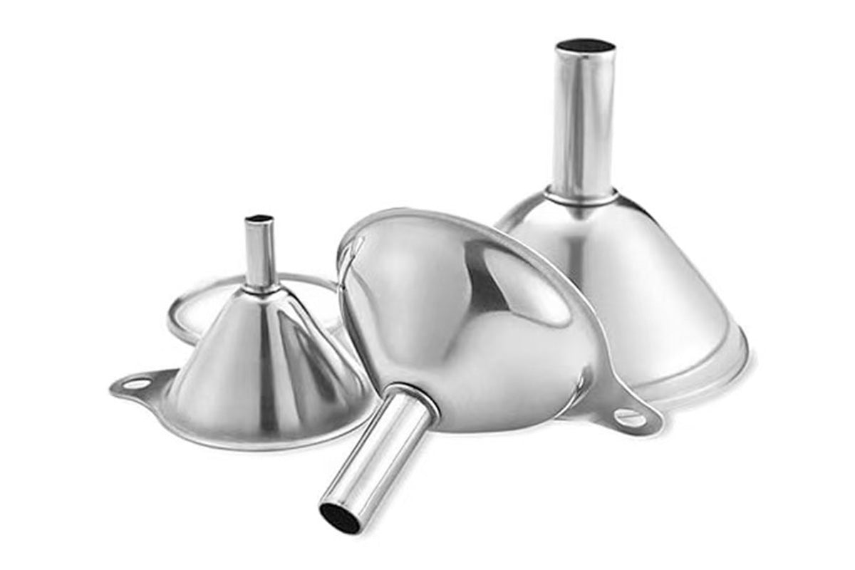 6PCS Stainless Steel Mini Funnels And Cleaning Brushes For Kitchen Filling Bottles