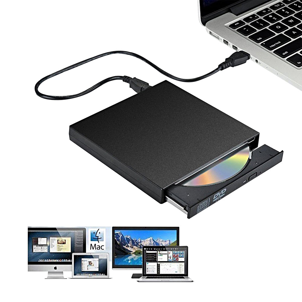 2Pcs USB 2.0 Slim Portable External CD-RW Drive Writer Player