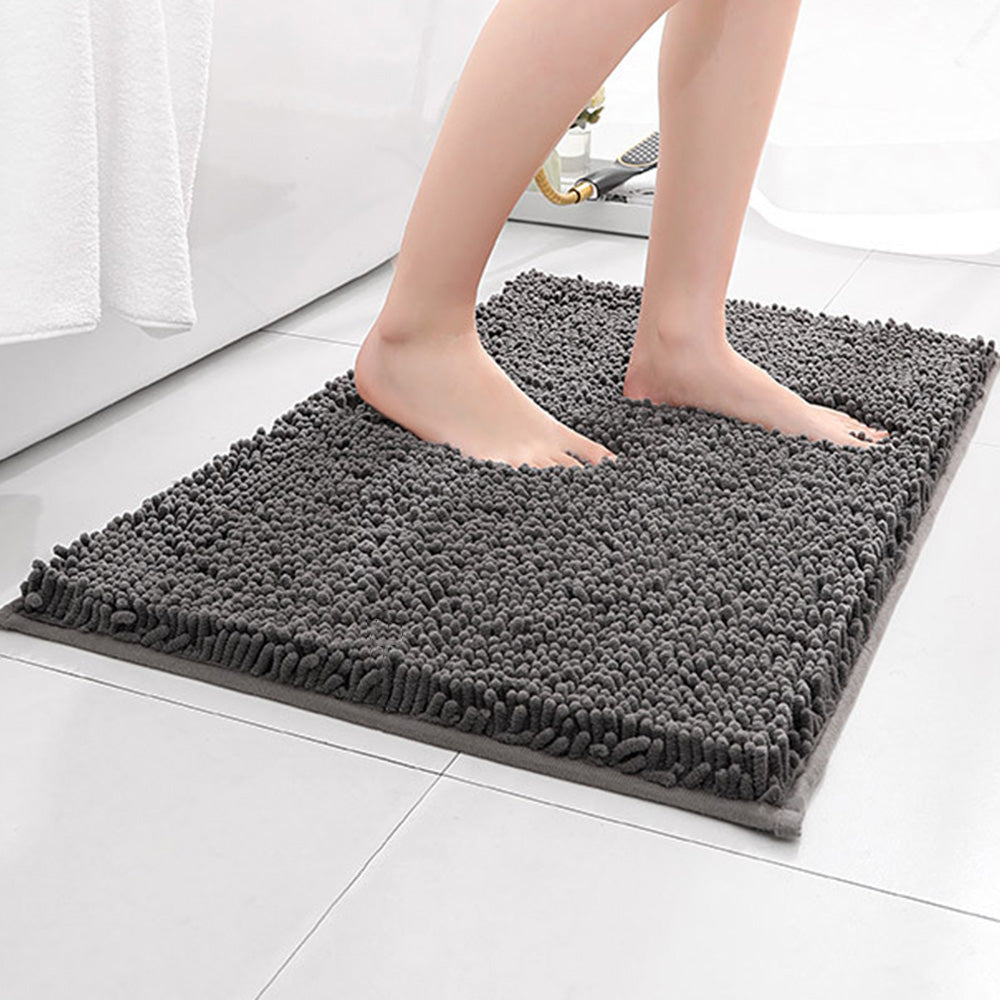 2 Piece Absorbent Bathroom Mat and U Shape Toilet Rug Set