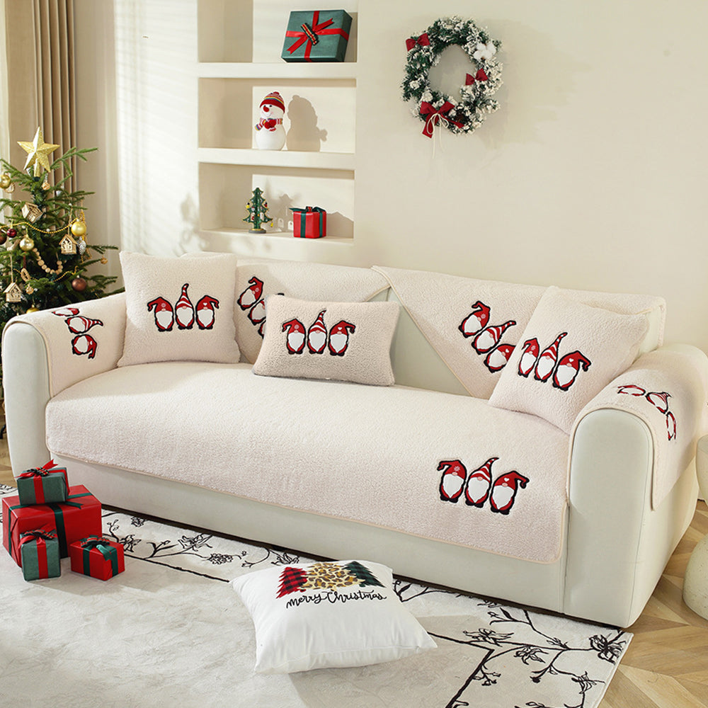 Christmas Sherpa Fleece Slipcover Protector Sofa Throw Cover Soft Thick Cozy Sofa Throw