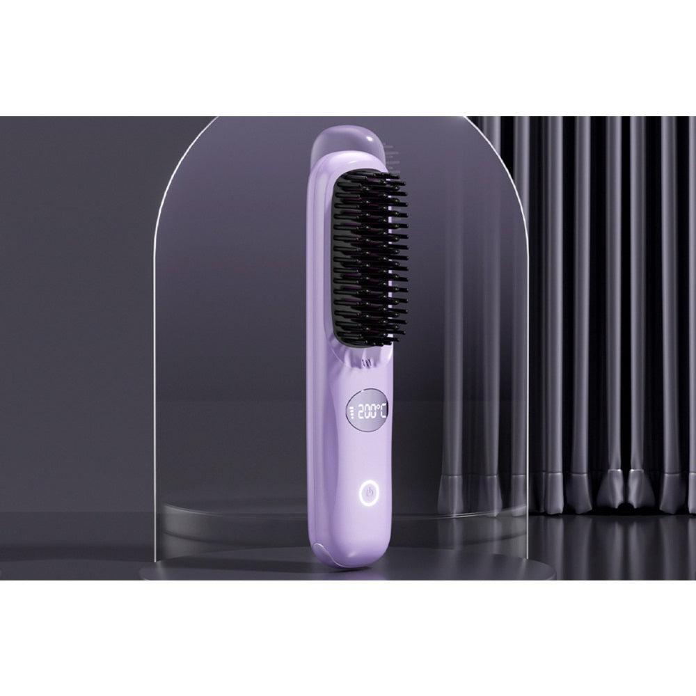 USB Rechargeable Hair Straightening Brush with LED Screen