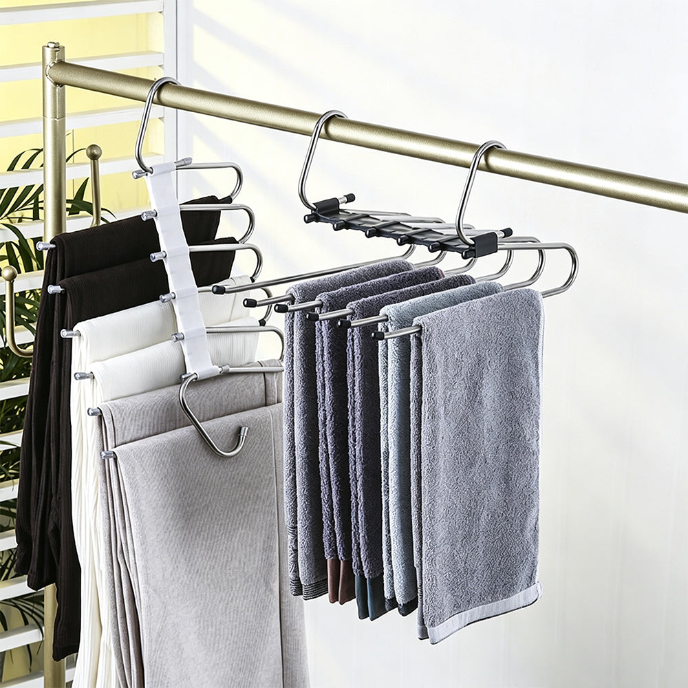 2 Pack 5 Tier Pants Hangers Space Saving Closet Organisers