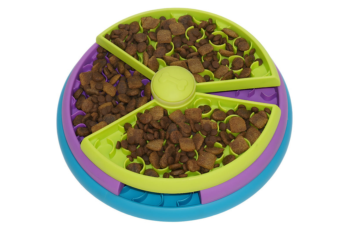 Three-Color Rotating Slow Feeder Bowl Interactive Dog Feeder for Medium and Large Dogs
