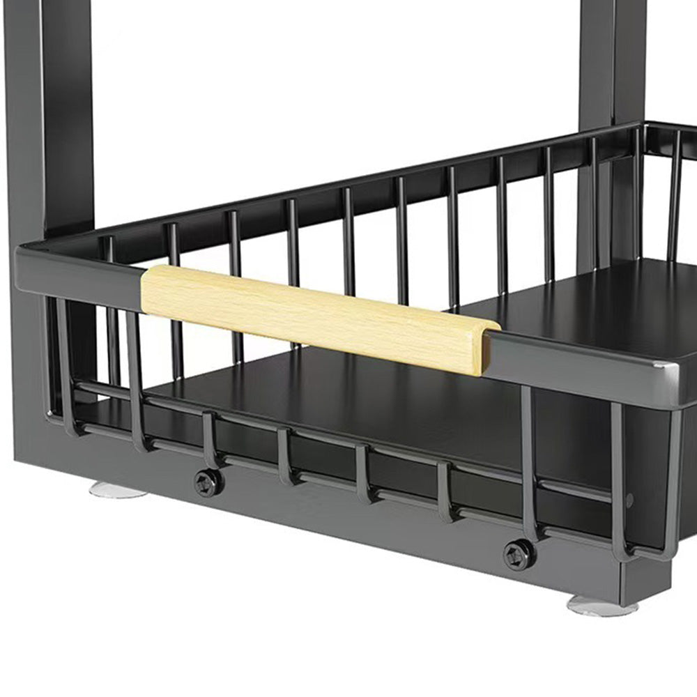 Under Sink Organizer 2 Tier Pull Out Cabinet Storage Slide Out Shelf Metal Sliding Drawer