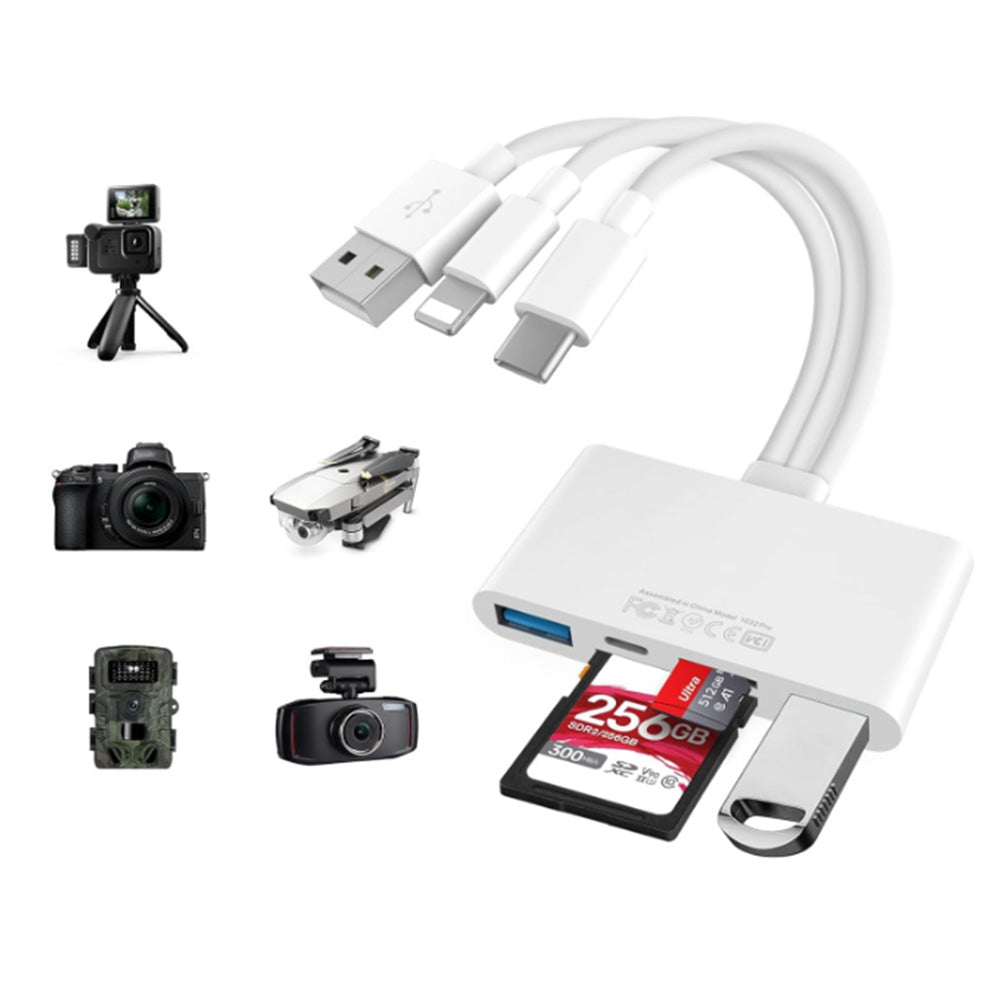 For iPhone iPad 5 In 1 Memory Card Reader USB OTG Adapter SD Card Reader