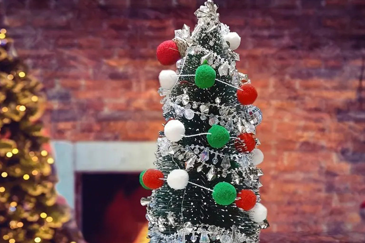2PCS Christmas Pom Pom Garland Hanging Ball For Christmas Tree Party Decor