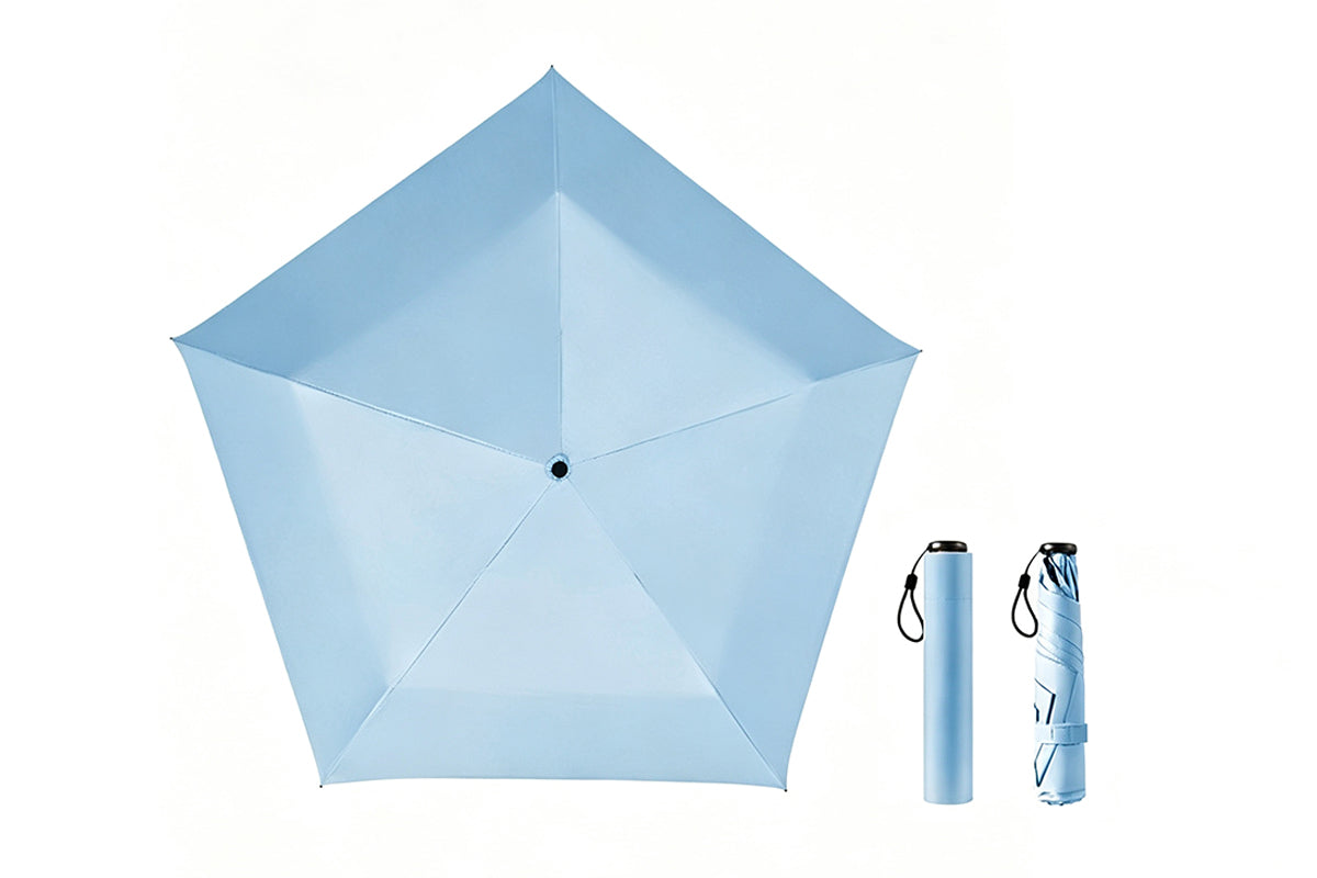 Black Coated Compact Folding Umbrella Lightweight Portable Pocket Umbrella