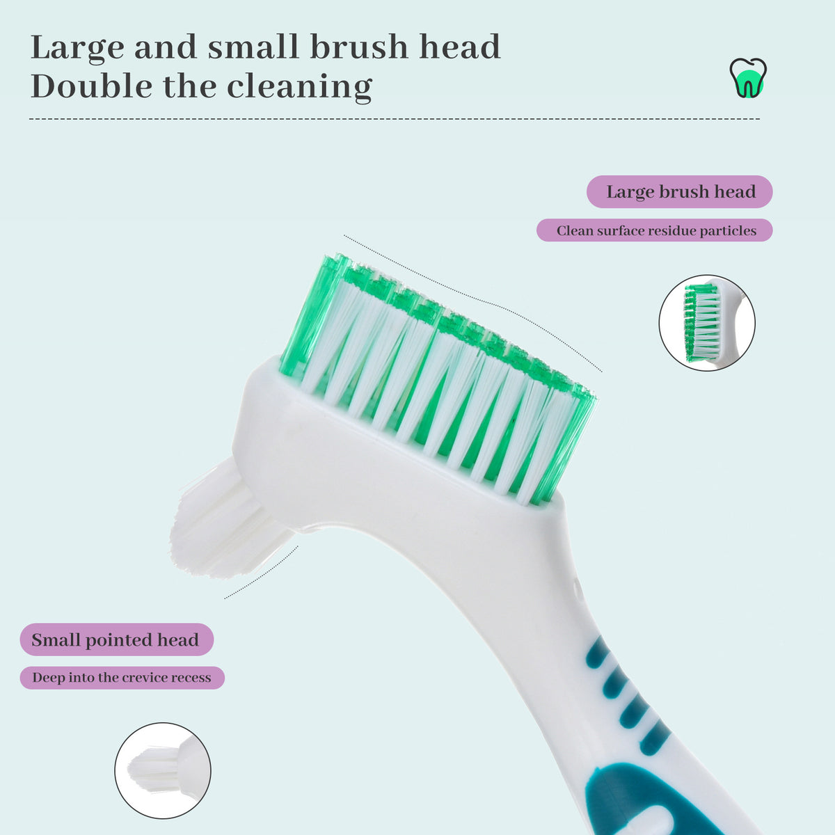 4Pcs Double Sided Denture Brushes for False Teeth Cleaning Brush