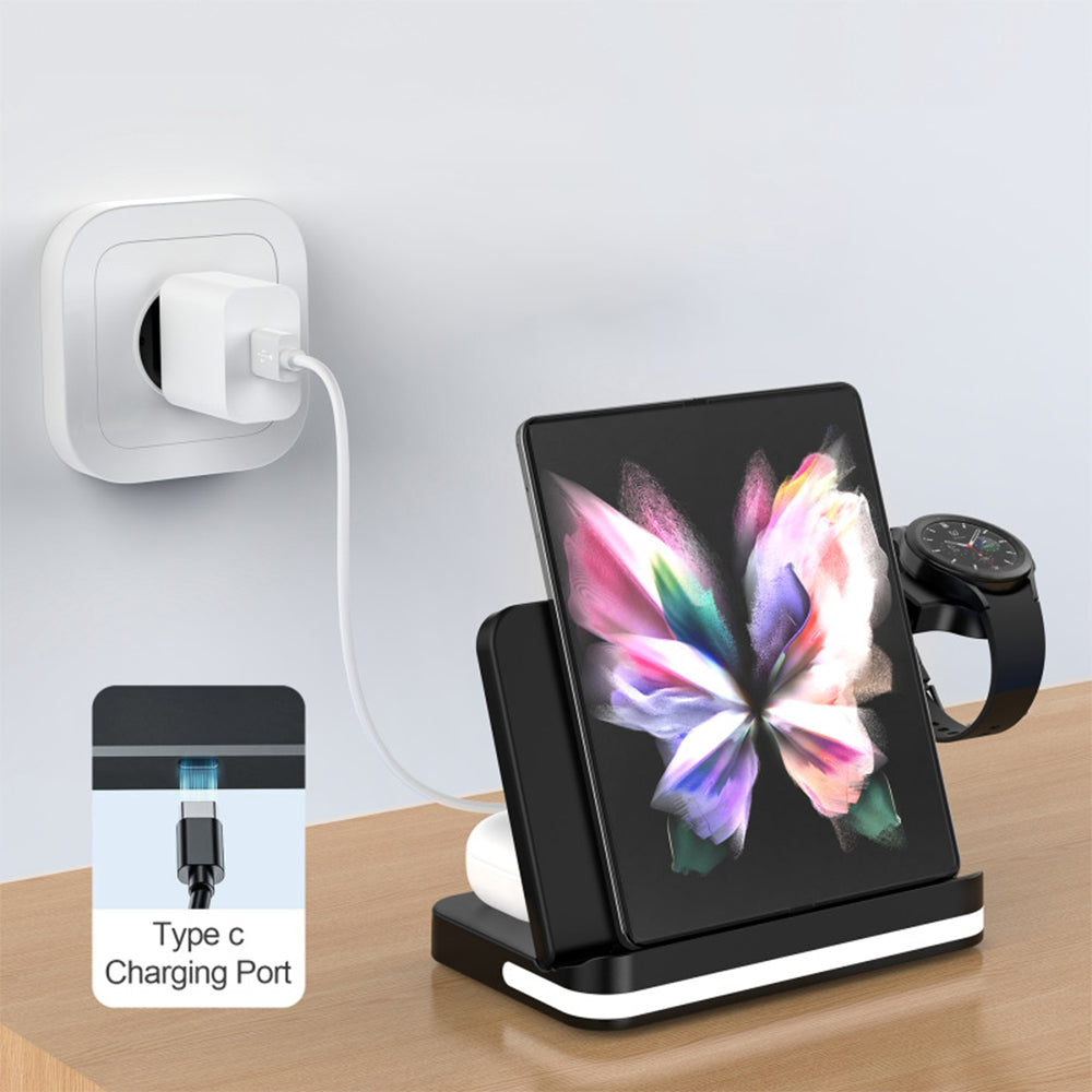 Samsung 3-in-1 Wireless Charging Station Fast Charger Stand for Phone Watch Earbuds