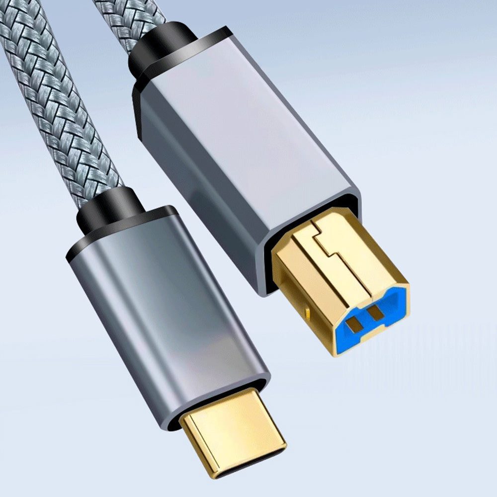 USB 2.0 Printer Cable Type C to USB 2.0 and USB to USB 2.0 1.5m Braided Cord for Scanner