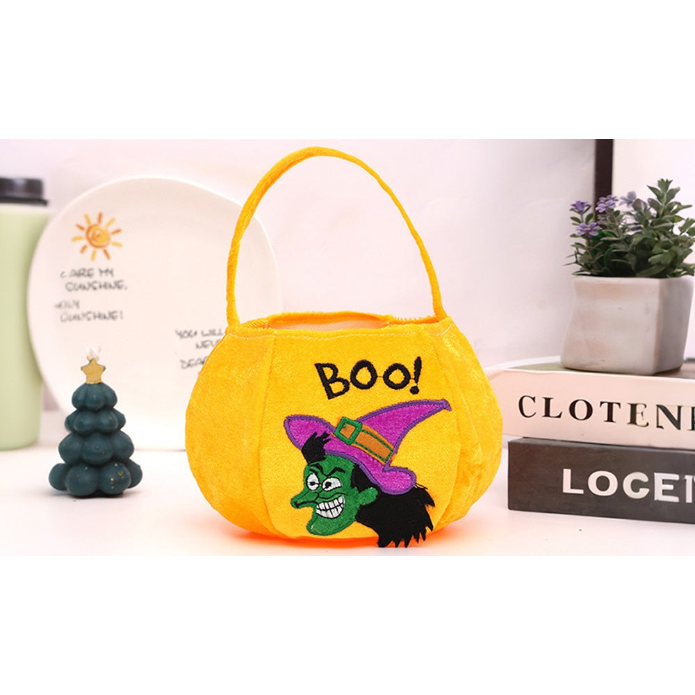 5 PCS Plush Cartoon Pumpkin Bags for Halloween Candy Toys and Gifts
