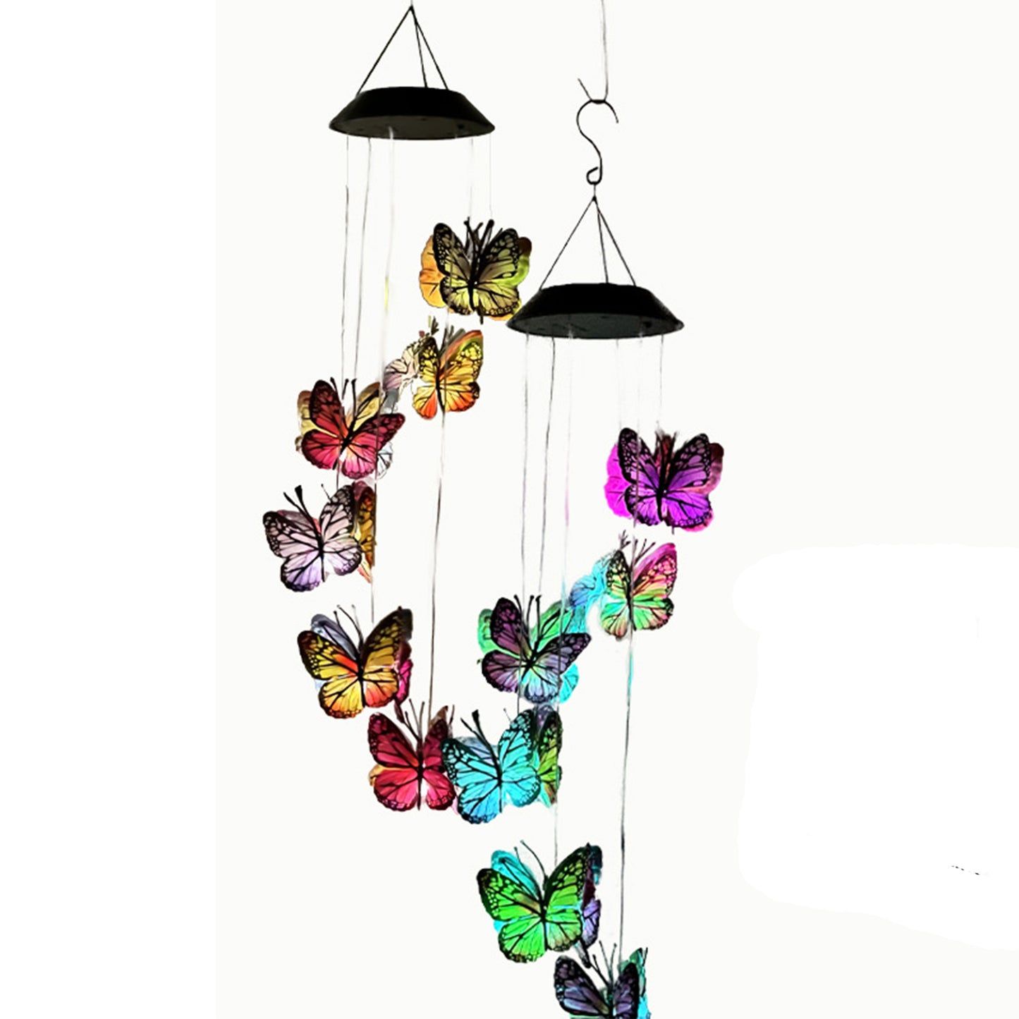 LED Solar Wind Chimes Outdoor Butterfly Hanging Wind Chimes Lamp